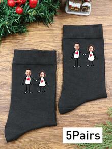 Chaussettes noires personnalisées avec photo, chaussettes personnalisées pour hommes, chaussettes pour femmes, cadeaux de mariage, chaussettes de couple personnalisées, personnalisables, cadeaux de la Saint-Valentin, anniversaire, marié, mariée, cadeaux d'anniversaire, Noël, simplicité, unique, pour hommes, femmes, petit ami, petite amie, famille, cadeaux uniques - Multicolore - Voir 7