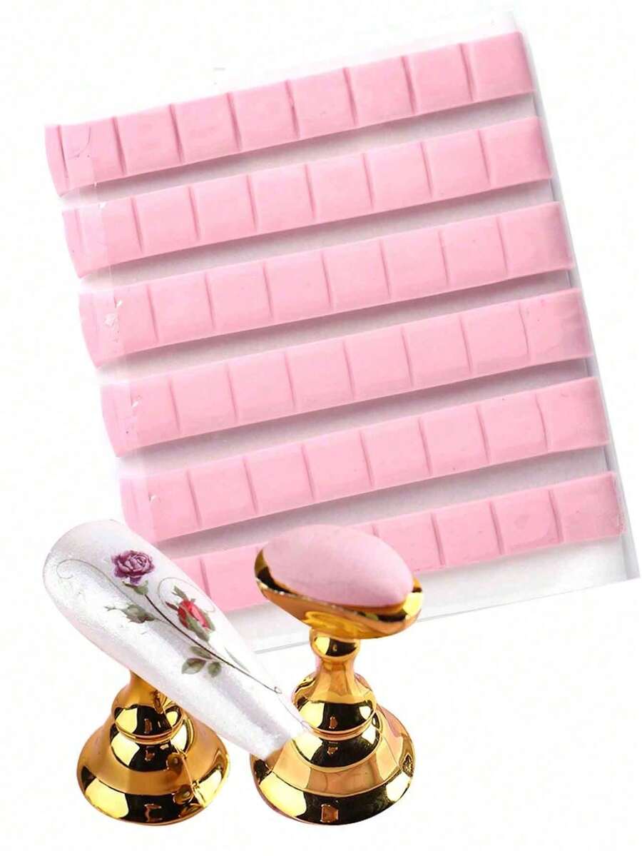 Arcilla reutilizable rosa para exhibición de uñas, adhesivo de pegamento para uñas, herramienta de práctica profesional de manicura - Albaricoque - Ver 1