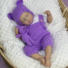 48 CM 19 Inch 3D Skin Doll With Visible Veins Sleeping Reborn Baby Doll Toy For Kids Vinyl Limbs Cloth Body LouLou Doll Handmade Birthday Gift - Muñeca bebé durmiendo - Ver 2