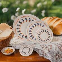 手工编织圆形餐垫套装 - 棉麻材质，耐热、柔软、耐用，饰有可爱花卉图案 - 非常适合放置杯子、碗、锅等。 - 小花 - 查看 9