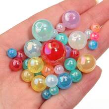 20 à 100 pièces Perles d'espacement rondes en acrylique coloré, perles fantaisie mignonnes aux couleurs aléatoires mélangées, faites main pour la création de bijoux, pendentifs, breloques pour téléphone, porte-clés et décorations artisanales. - Mélanger les couleurs au hasard - Voir 6
