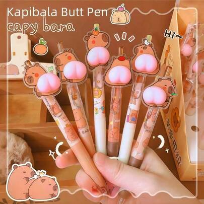3/1pc Capybara Butt Squeeze Stress Relief Cartoon Creative Ballpoint Pen (Black Ink)