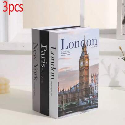 3pcs Fashionable Decorative Books, Modern Minimalist Folding Fake Books, Soft Furnishing Sample For Hotel Model, Suitable For Cafe, Hotel, Study Room Decor