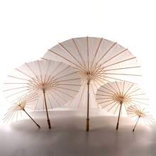 1/5/10pcs Retro White Creative Women's Blank Paper Sunshade Wedding Umbrella - Wooden Handle, No Power Required, Perfect For Weddings, Photo Shoots, Makeup, Parties, Beach Decorations. Wedding Souvenir, Bridesmaid Group Decorative Umbrella, Retro Paper Fan. - White - View 5