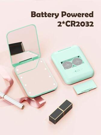 Espejo compacto, espejo de bolsillo con aumento 1X/3X y luz LED con batería interna, mini espejo para bolso, bolsillo, viaje y regalo