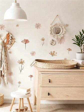 1 件波西米亚花卉墙贴 - 易于粘贴，半哑光贴花，可立即清新房间，适用于家居装饰、生日派对、节日等。