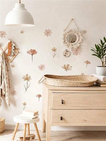 1 件波西米亚花卉墙贴 - 易于粘贴，半哑光贴花，可立即清新房间，适用于家居装饰、生日派对、节日等。