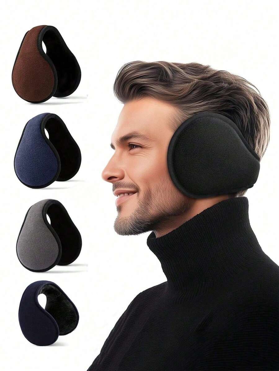 1个装多色简约纯色男士冬季保暖耳罩，后戴式耳罩，适合日常通勤、工作保暖，秋冬季适用