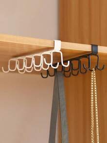 1 pieza Organizador de sombreros y cinturones, soporte de almacenamiento de accesorios de armario con 6 ganchos, sin necesidad de perforar, almacenamiento fácil para sombreros, cinturones, toallas, bolsas, bufandas, organizador de dormitorio - Blanco mejorado - Ver 2