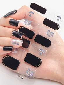 2片/套 全覆盖防水美甲贴纸，渐变金属效果美甲贴，美甲装饰贴，适合日常女性使用 - 彩色 - 查看 17