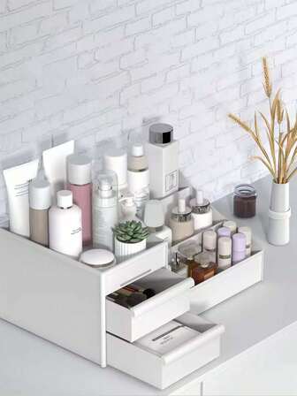 1PC Desktop Cosmetic Storage Box Organizer, Large Capacity Makeup Display Case