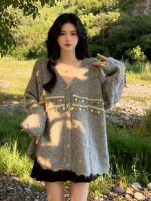 Women Sweater Bodysuits - Grey - View 2
