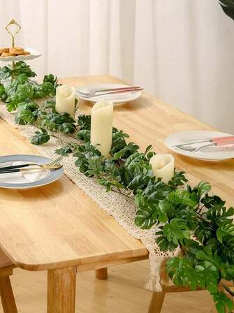 1/3/10Pcs Artificial Monstera Leaves Vines,Fake Hanging Plant Ivy,Faux Tropical Palm Leaf Greenery Garland,Realistic Artificial Monstera Leaf Vine,Fake Monstera Leaf Vine,Jungle Leaf Plant,Tropical Leaf Vine,Bring Nature Indoors Without The Watering Hassle,Stunning Decor For Home,Office And Events,No Wilt,No Fade,For Bedroom,Room Wedding Decor,Wall Indoor Outdoor Decoration