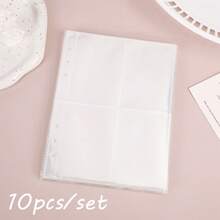 10/20pcs/Set 80pockets 6-Ring A5 Loose Leaf Binder Refill Pages, Double-Sided 4-Pocket Protector Sheets, Ultra-Clear Card Sleeves