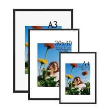 1pc/2pcs/3pcs Black Solid Wood Art Photo Frame, Modern Home Decor Minimalist Wall Hanging Frame, A4 With Stand, Can Be Placed Or Hung, 30x40cm, A3 Solid Wood Frame