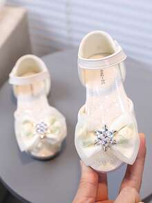 1 Pair Girls Sandals, New Summer Soft Bottom Princess Sandals, Little Girls Sandals, Toddler & Big Kids Sandals - Beige - View 1