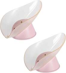 2 Jaboneras De Plástico con Forma De Hoja Soporte paraón Rejilla De Drenaje Rápido para Baño - Rosa - Ver 1