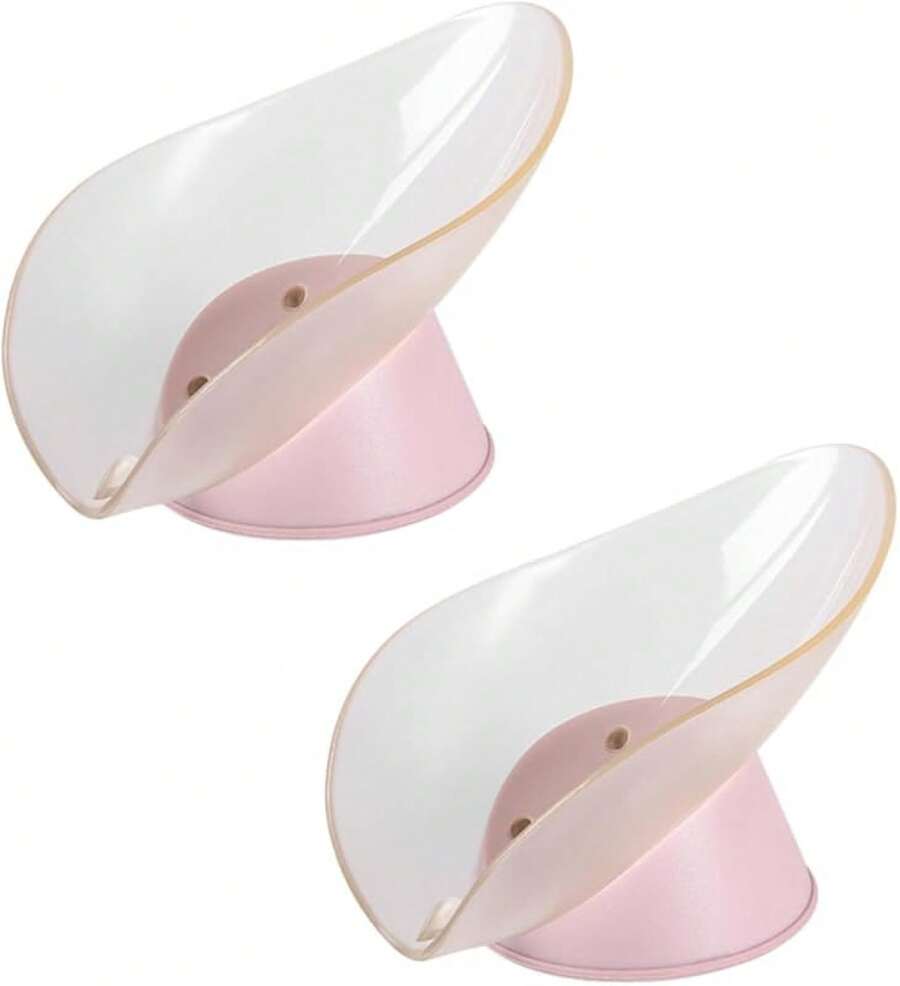 2 Jaboneras De Plástico con Forma De Hoja Soporte paraón Rejilla De Drenaje Rápido para Baño - Rosa - Ver 1