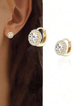 BALMORA Ett par sterlingsilverörhängen i 925 sterlingsilver med enkla, moderiktiga runda zirkoniafärger för kvinnor, vardagssmycken och presenter