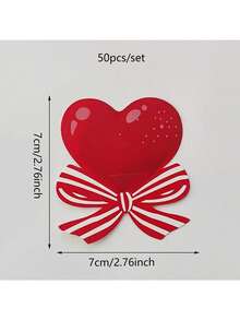 100pcs Valentine's Day Heart Shaped Lollipop Cards, Valentine's Lollipop Decoration Cards Without Candies, Creative Design DIY Party Decorations Paper Cards, Suitable For Candy Gifts, Valentine's Day Party Decorations, Lollipop Paper Cards DIY Decorations, Valentine's Day Party Gifts And Supplies - Red - View 6