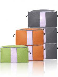 Set de 3/1 bolsa plegable para almacenamiento de ropa en el hogar, organizador de almacenamiento doméstico para ropa, ropa de cama, suéteres, almohadas y organización de armarios - Gris Claro - Ver 5