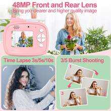 Máy ảnh in ảnh tức thời hình Kỳ lân & Khủng long & Máy ảnh kỹ thuật số HD 1080P với công nghệ in không mực | Máy in ảnh di động 3 trong 1 với các bộ lọc vui nhộn và pin tích hợp 1300mAh cho những kỷ niệm mọi lúc mọi nơi - ET-Nhiều màu - Xem 8
