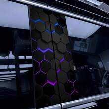 2片装太空主题自粘长方形贴纸，适用于前立柱、塑料、玻璃、金属、陶瓷等材质 - 一次性使用，防刮擦汽车配件 - 均碼 - 查看 4