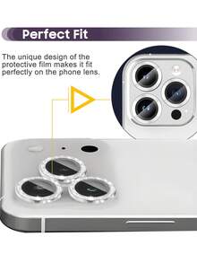 Camera Lens Protector Film For IPhone 17/17Pro/17Promax/17Air/16/15/14/13/12/11, Tempered Glass Metal Frame, High Definition Transparent (Silver) - Silver - View 11