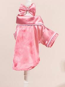 Pet Clothes Hot Selling Cozy Dog & Cat Pajamas - Winter & Autumn Warmth, Cute Heart & Paw Print Design With Red Bows, Soft Comfortable Pet Sleepwear For Medium Dogs & Cats, Christmas & Everyday Holiday Outfits, Easy Button Closure, Pink - 粉色 - 查看 5