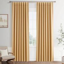 Beige Linen% Blackout Curtains 84 Inch Long, Rod Pocket/Back Tab/Hook Belt/Clip Rings, Thermal Insulated Drapes Bedroom Living Room With Hooks (1 Panel, 60 X 84), Stylish Window Treatments - 駱駝 - 查看 9