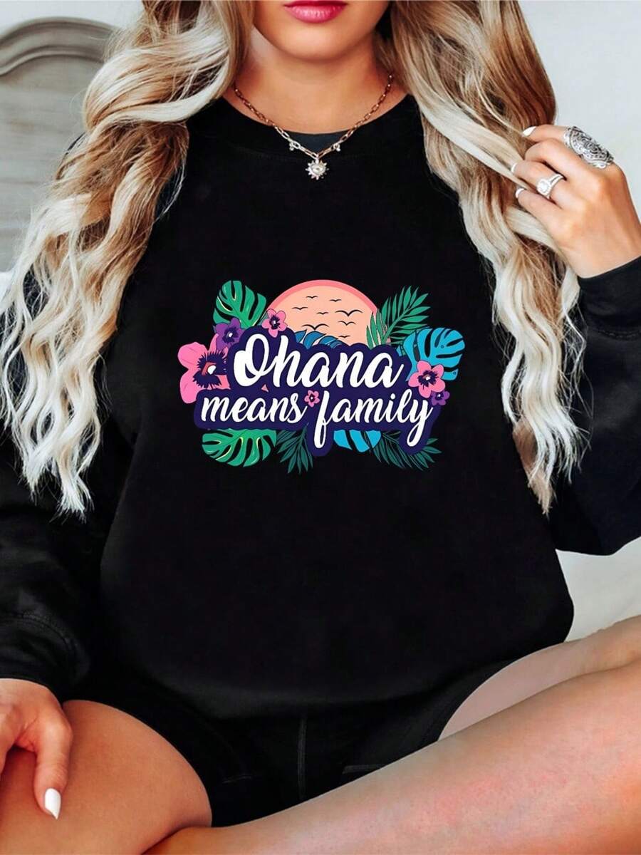 Ohana Means Family - Womens T-Shirt - Lilo - Stitch - Film - Animation - Hawaii_583_t1 - 黑色 - 查看 1