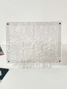 1pc Teenage Girl Wavy Transparent Desktop Acrylic Stand, 3-Inch Student Idol Card Display Magnetic Easel Photo Frame