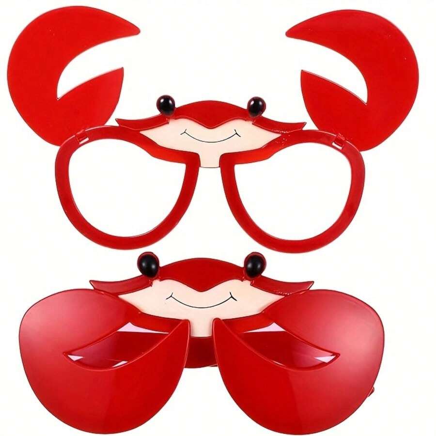1 Funny Crab Birthday Party Glasses - Red Crab Eye Design, Rich Expression, Lightweight Plastic Material - Multicolor - View 1