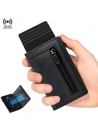 Portacarte di credito magnetico, portafoglio da uomo, trifold di alta qualità, antifurto, portafoglio in metallo minimalista ultra sottile con funzione pop-up, portafoglio magnetico da uomo, regalo da uomo, portafoglio da lavoro, portafoglio da viaggio, portacarte, portafoglio, porta documenti, accessori per portafoglio, porta carte