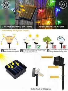 1 Pack Solar Powered Fairy String Lights, Waterproof Outdoor Solar Flower Lights, 20/50/100 LED Solar Blossom String Lights - 8 Lighting Modes, Suitable For Garden, Yard, Fence, Christmas Tree, Etc. To Create Ambiance. Can Be Used For Outdoor Patio, Balcony, Fence, Stairs, Lawn Decor, Christmas, Halloween, New Year And Other Holiday Decorations (Multi-Color/Purple/Warm White/White)
