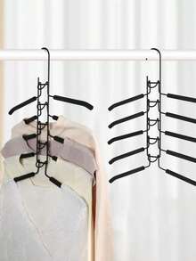 5-In-1 Heavy Duty Metal Clothes Hanger | Space-Saving Non-Slip Foam Padded Hanger For Coats, Sweaters, Suits, T-Shirts, Jackets, Shirts | Home, Office, Dorm, Travel, Laundry Room Wardrobe Essential | Slim Design, Extra Large Capacity, Non-Slip Shoulders, Rust-Proof, Foldable, Uniform Thickness, Essential For Men, Women, And Teens - Multicolor - View 2