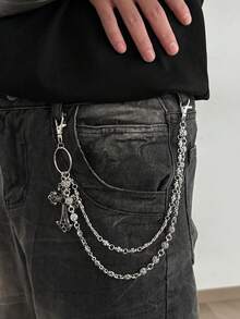 1pc Fashionable Street Hip Hop Jeans For Men, Featuring Cross Pendant, Pant Chain, Backpack Charm, Metal Waist Chain, Suitable For Daily Commute, Campus Style, Outdoor, Street Wear, Halloween, Autumn/Winter, Holiday Gift - Color Mixing - View 16