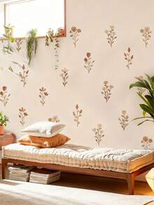 1 件北欧浅蓝色花卉墙贴，花卉植物家居装饰墙贴，可移除和可重复使用，温馨家居装饰贴纸，适用于卧室、客厅、厨房装饰，创意无粘性装饰贴纸 - 彩色 - 查看 3