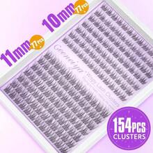 Clear Band Lash Clusters Wispy Short C Curl Eyelash Clusters 10-11mm Individual Eyelashes Natural Cluster Eyelash Extensions Natural Looking Cluster Lashes By Geeneiya(Clear Band,10-11MM) - Màu B - Xem 5