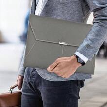 - Carpeta de archivos, organizador de documentos, impermeable, portafolios de piel con 3 bolsillos, sobres de archivo para papel tamao A4 con cierre magntico de botn a presin gris - Gris + 1 - Ver 7