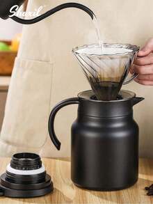 shoxil 1pc 800ml/27oz Insulated Thermal Coffee Carafe, Stainless Steel Double Walled Vacuum Coffee , Hot Water, Tea, Hot Beverage Dispenser, Thermal Teapot With Removable Tea Infuser - Teapot - View 6