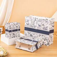 1/5pcs Vintage Red Gift Bags, Holiday Tote Bags, Floral Paper Bags, High-End Souvenir Gift Bags, Party Favor Packaging Bags, Wedding Favor Bags, Valentine's Day Gift Bags, Easter Gift Bags, New Year Gift Bags