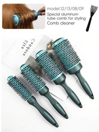 1 Peine rizado dorado - Peine profesional para peluquerías - Equipado con limpiador de peines - Tubo de aluminio antiestatico y resistente al calor con peine de cerámica - Adecuado para volver al colegio, ir al trabajo, viajes al aire libre, regalos, fiestas