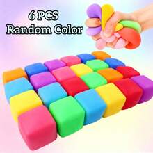 6/10/16/20/28 个随机款式和颜色的慢回弹减压魔方，压力球，柔软可捏玩具，拉伸玩具，适合课堂奖励、派对礼物、儿童玩具，也适合成人派对礼物（无包装盒） - 彩色 - 查看 10
