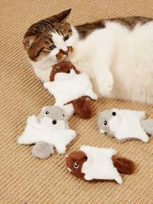 PETSIN Juguete de peluche de ardilla con chillador - Peluche súper suave para gatos y perros, juguete interactivo para masticar para aliviar el aburrimiento, regalos lindos para amantes de las mascotas (1 pieza) - Multicolor - Ver 2