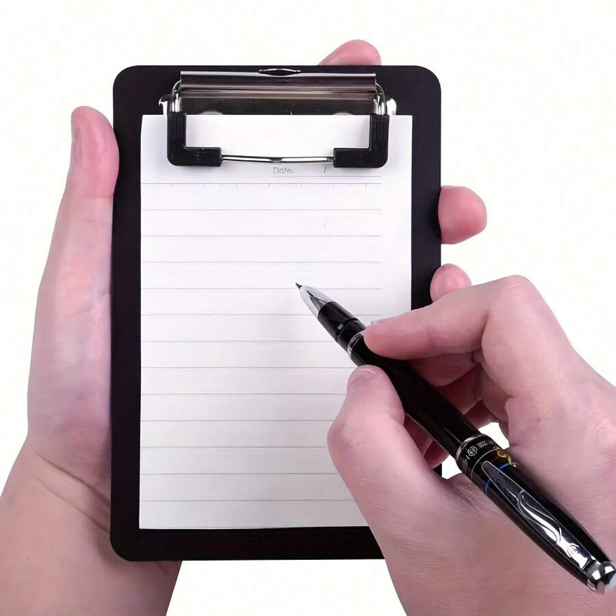 1pc 4x6inch Mini Pocket Notebook - Durable PP Material, Matte Surface, Portable Clip Design, Suitable For Receipts, Bills, Office, Travel, And Home Use, Work Notebook, Office Supplies - Black - 1Pc - View 1