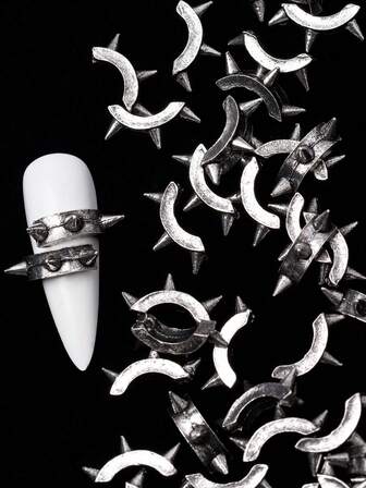 20 stuks nieuwe donkere punk Y2K metallic klinknagels van legering voor nagelkunst, charmante 3D nagelstickers, doe-het-zelf nepnagels, handgemaakte nageljuwelen en accessoires voor telefoonhoesjes, strass-steentjes en ornamenten.