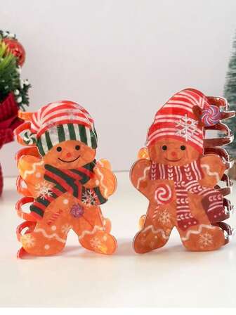 1/2件装女士时尚可爱圣诞发饰，雪人/发爪，适合圣诞派对和舞会，头饰装饰，女士发夹，推荐礼物