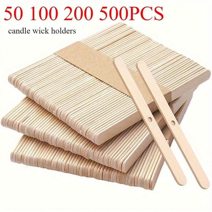 50/100/200/500pcs Candle Wick Holders, Single Wooden Stick Design, Candle Wick Fixing Boards, Candle Wick Fixing Holders, DIY Handmade Stirring Tools, Easy To Use, Suitable For Scented Candle Making, Handicrafts, DIY Gifts, Handcraft Enthusiasts