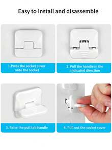 10pcs White 3-Hole Protective Covers For Power Sockets, Insulation Covers To Prevent Electric Shock - White - View 6